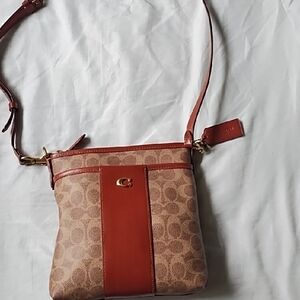 Coach Brown and Tan Signature Crossbody Bag